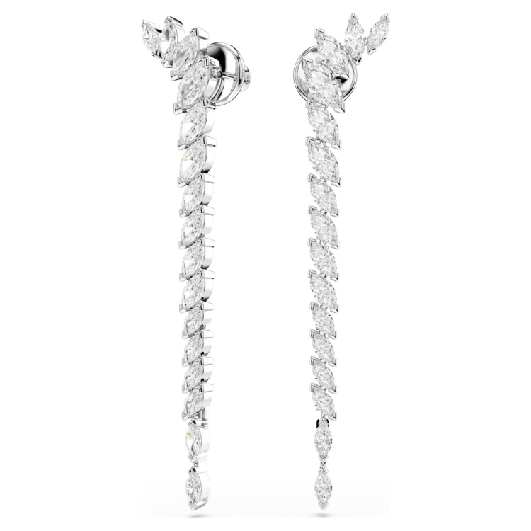 Mesmera earrings Marquise cut, White, Rhodium plated
